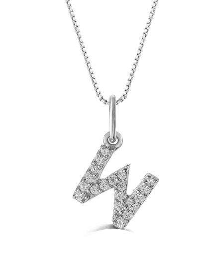 10kt White Gold .06tw Diamond 'W' Initial Pendant