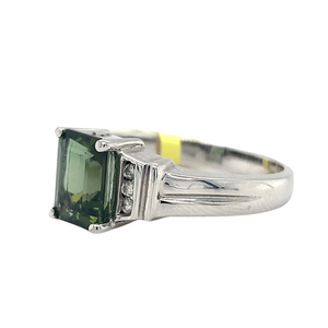 10kt White Gold Smokey Quartz + Diamond Ring