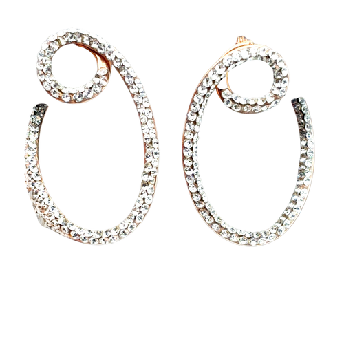 10kt Rose Gold Hoop CZ Fancy Earrings