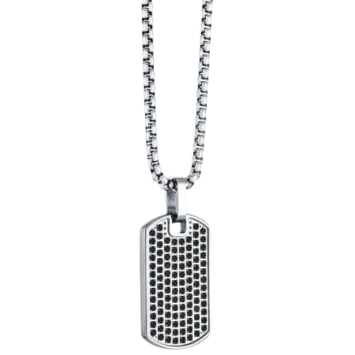Italgem Stainless Steel Black Dogtag Necklace
