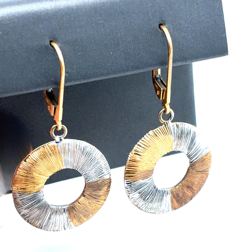 10kt White/Yellow Fancy Gold Hoops