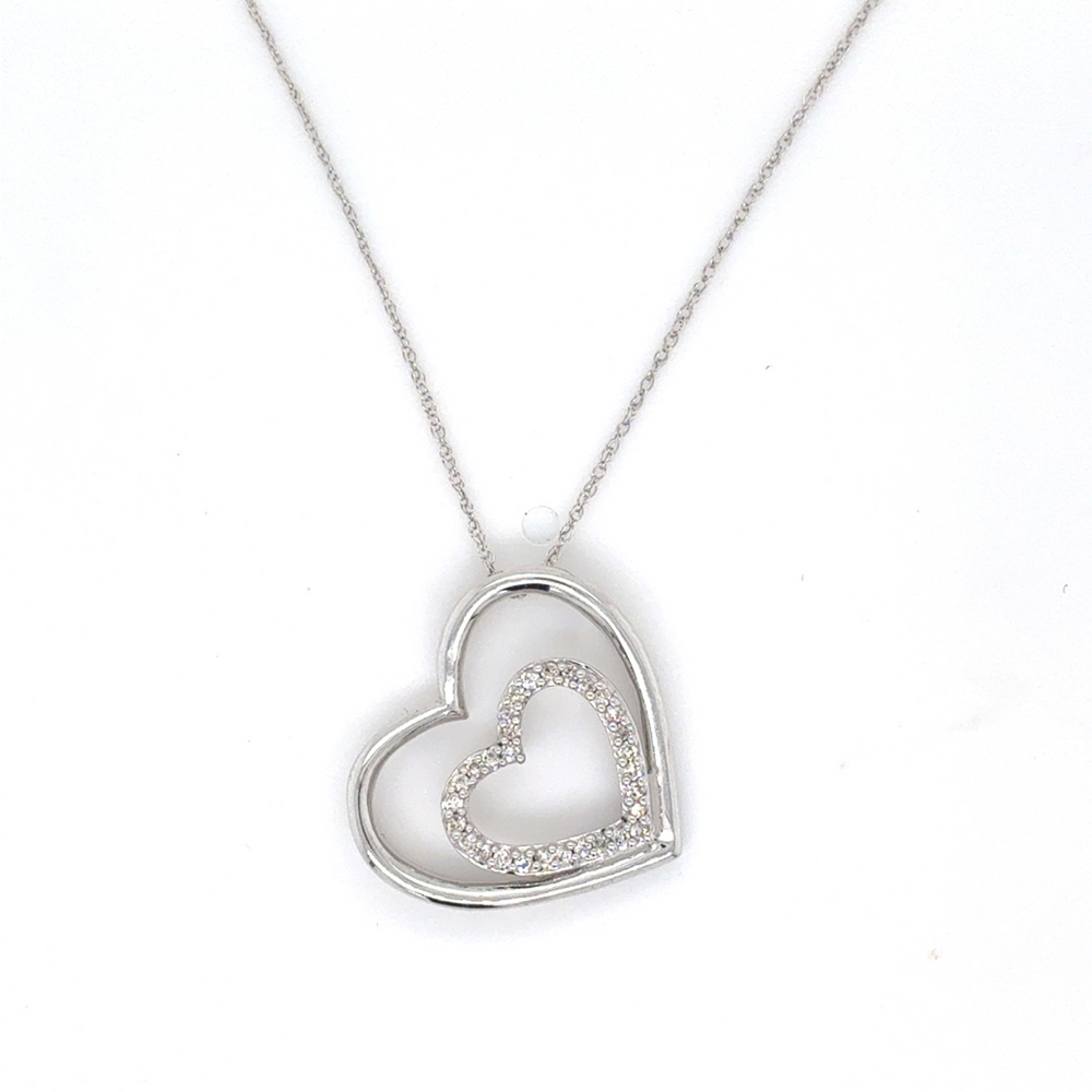 10/14kt White Gold .12ct Heart Diamond Pendant