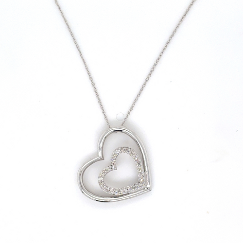 10/14kt White Gold .12ct Heart Diamond Pendant