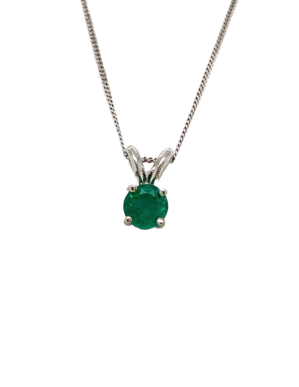 14KW Emerald Solitaire Pendant