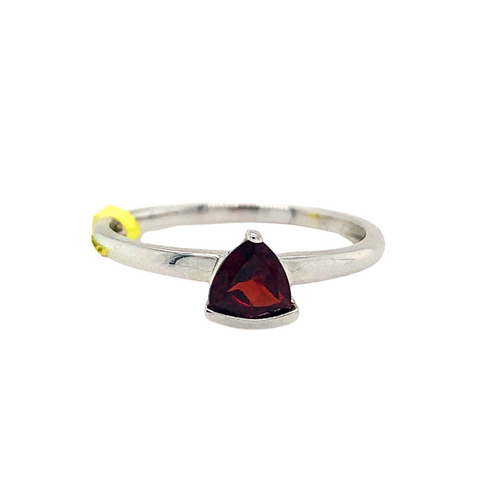 10kt White Gold Trillion Garnet ring
