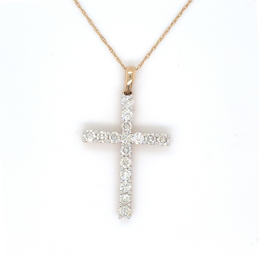 10kt Yellow Gold 1.00ct Cross Diamond Pendant