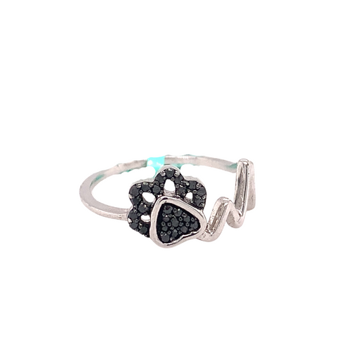 Sterling Silver Ring with Black Diamonds