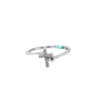 Sterling Silver Cross Ring with Diamonds