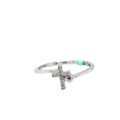 Sterling Silver Cross Ring with Diamonds
