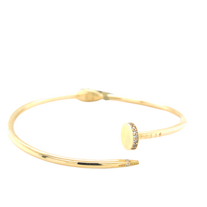 10kt Yellow Gold Cubic Zirconia Fancy Bangle with Hinge