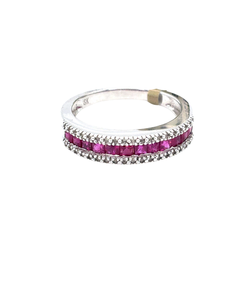 10kt White Gold Synthetic Ruby Fancy Ring