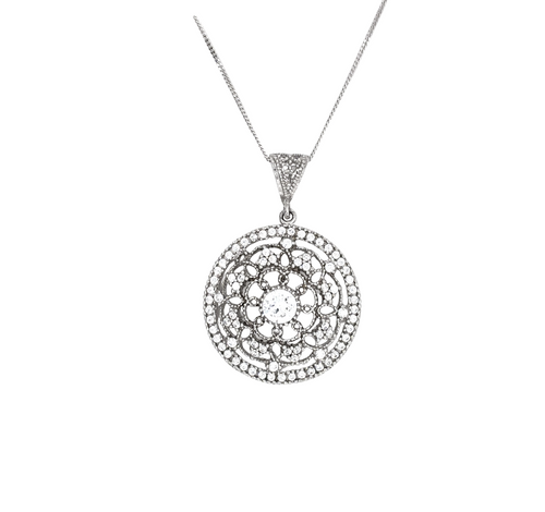 10kt White Gold Fancy CZ Pendant