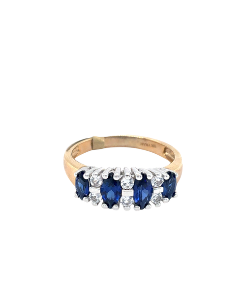 10kt Yellow Gold Synthetic Sapphire Fancy Band