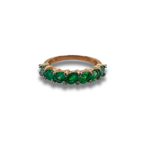 10KR Emerald and Diamond Accent Band
