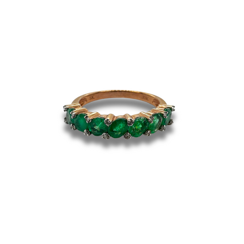 10KR Emerald and Diamond Accent Band