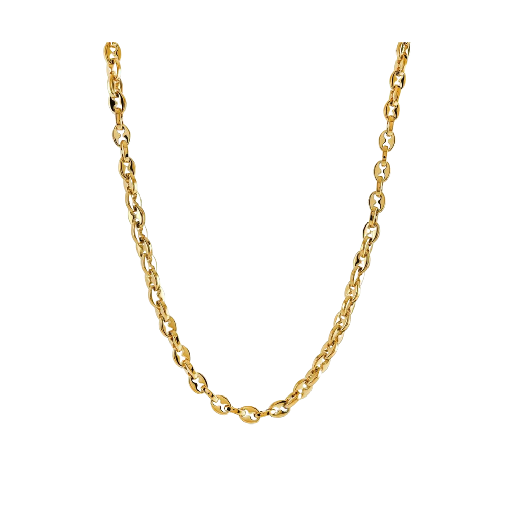 Italgem Stainless Steel Gold Plated Bean Link Chain