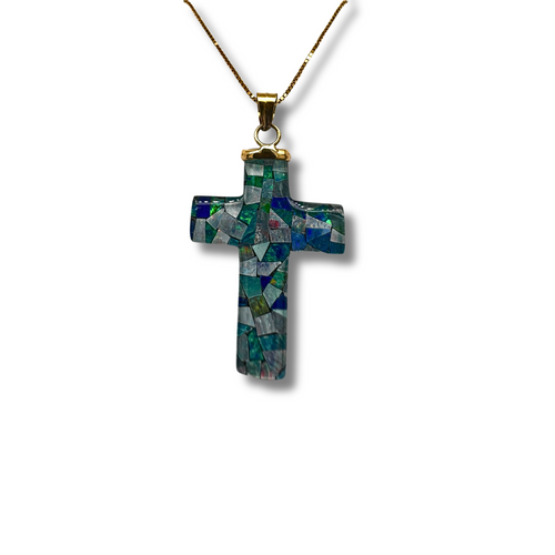14KY Opal Cross Pendant