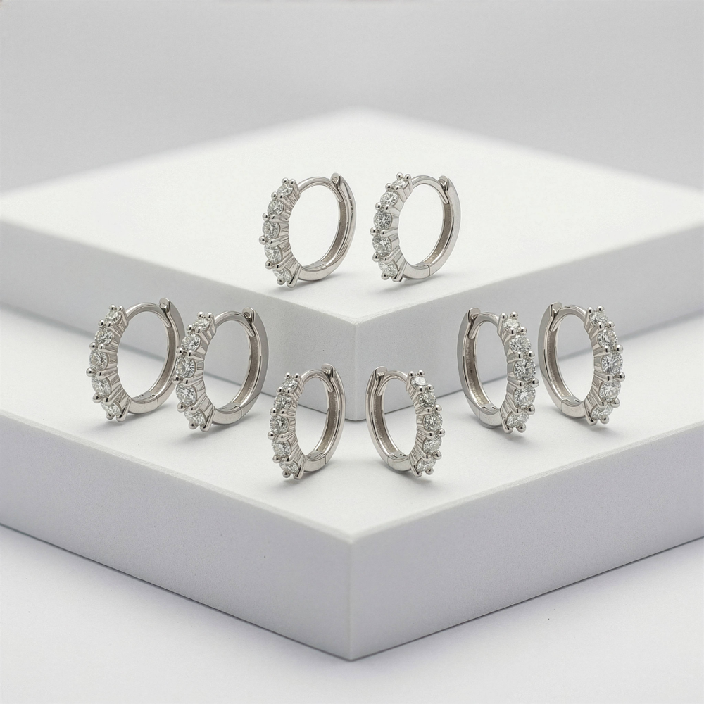 Sterling Silver .50ct Lab Grown Round Brilliant 12mm Hoop Earrings - Special Price