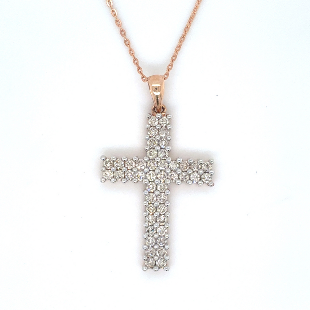 10/14kt Rose Gold 1.00ct Cross Diamond Pendant