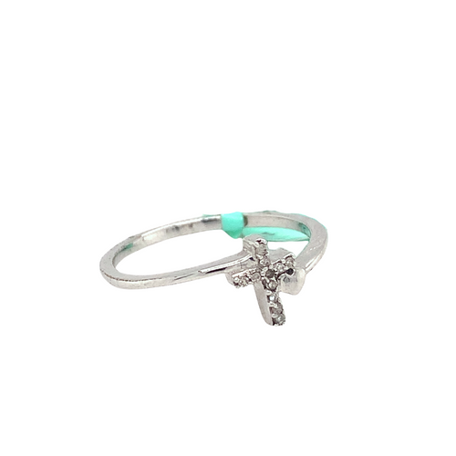 Sterling Silver Cross Ring with Diamonds