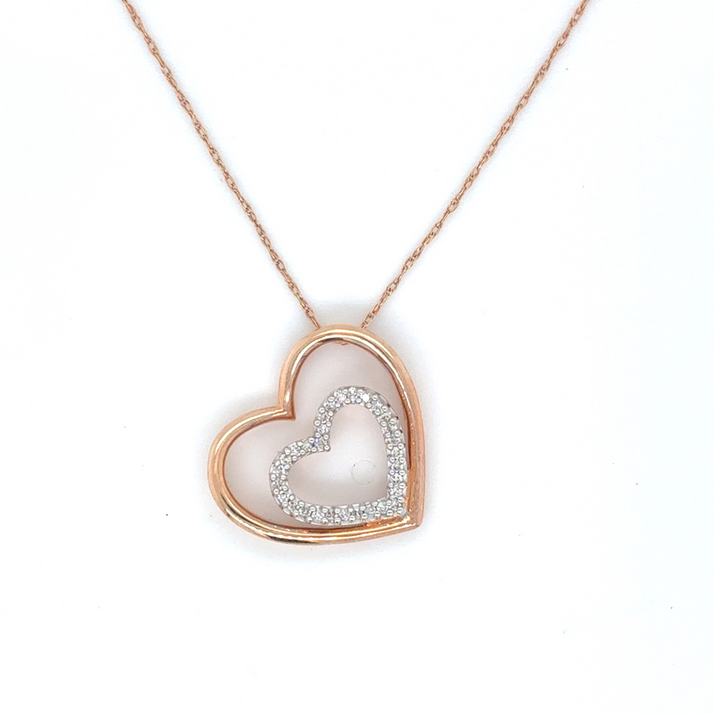 10/14kt White and Rose Gold .12ct Heart Diamond Pendant