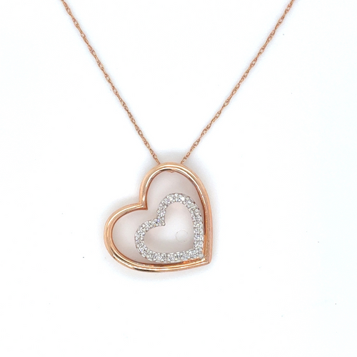 10/14kt White and Rose Gold .12ct Heart Diamond Pendant