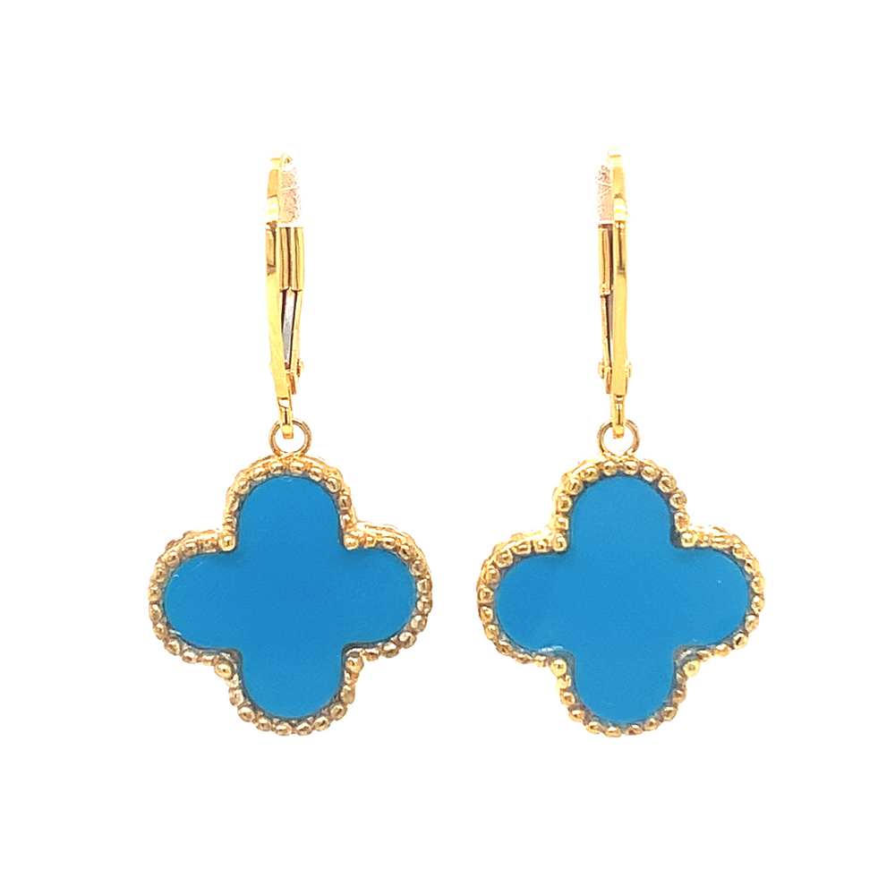 14kt Yellow Gold Four Leaf Clover Earrings