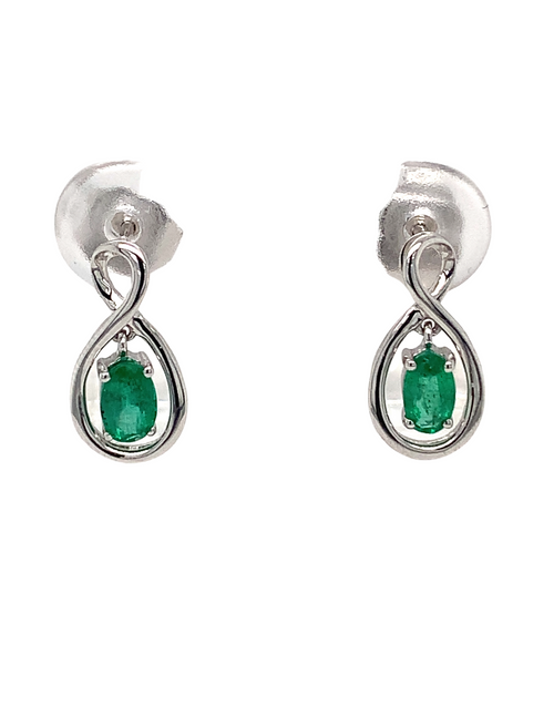 10kt White Gold Emerald Earrings