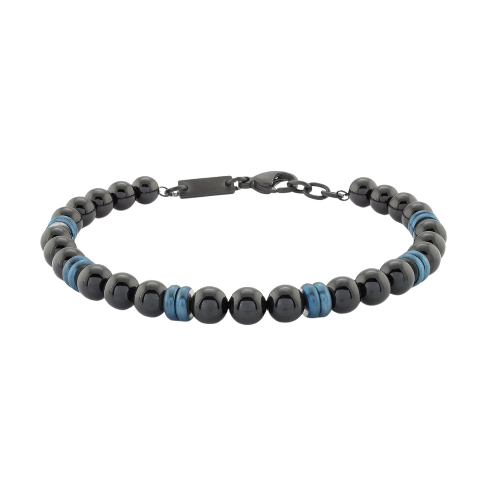 Italgem Stainless Steel Black Onyx Bead Bracelet