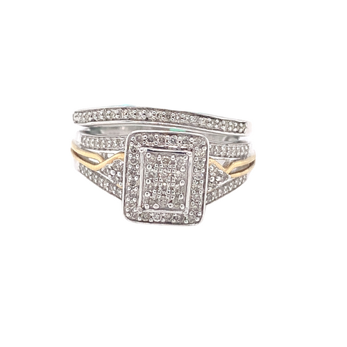 Sterling Silver Fancy Ring Set with Diamond