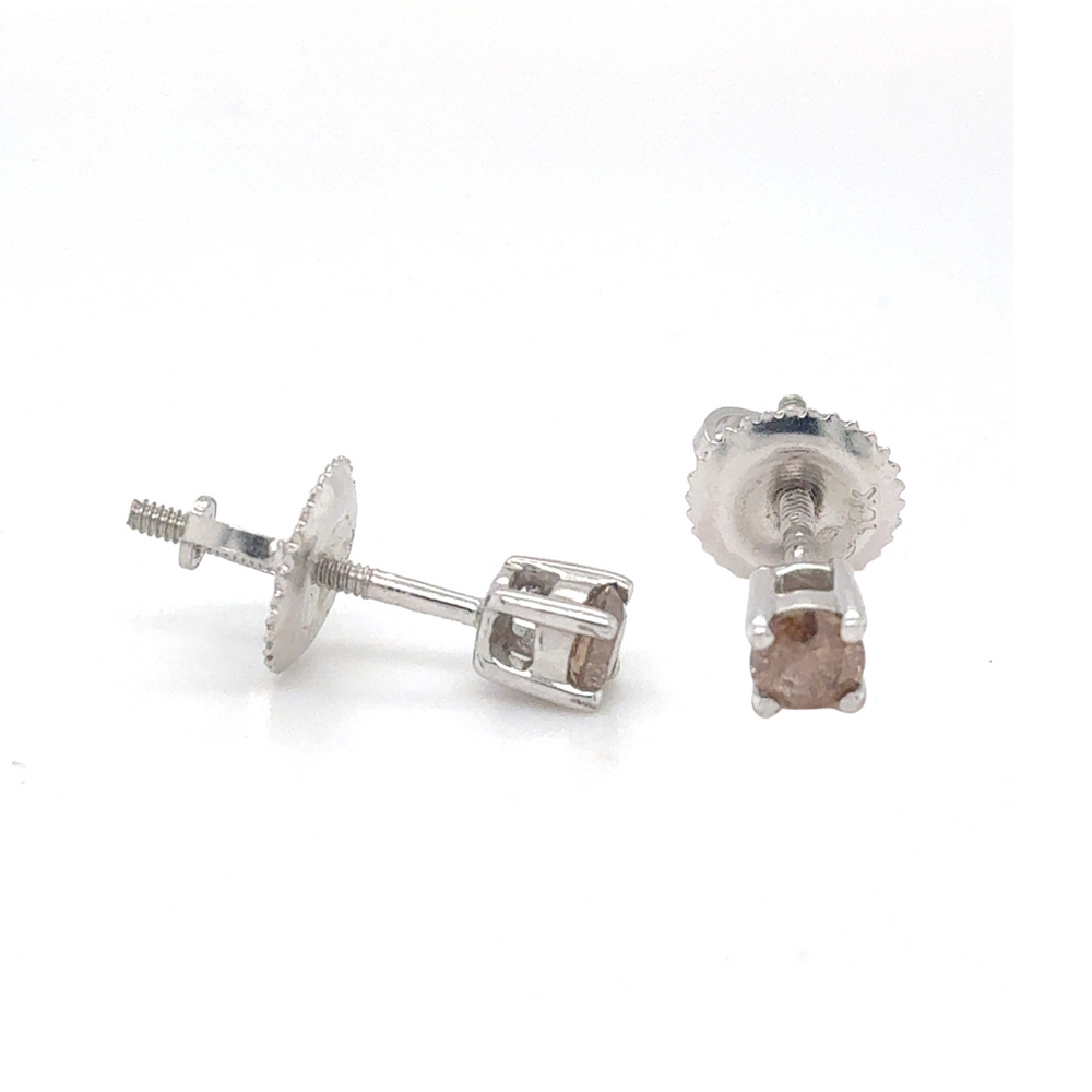 10kt White Gold .26ct Champagne Diamond Stud Earring