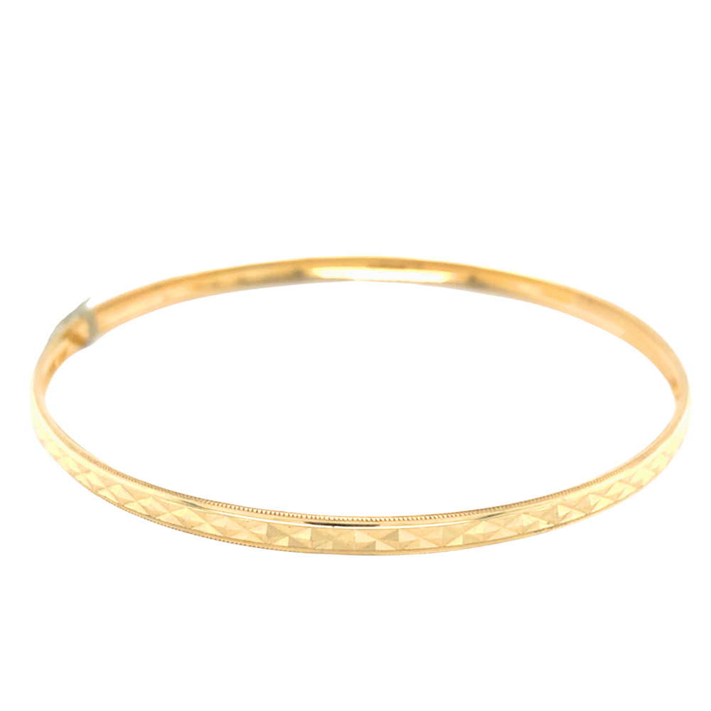 10kt Fancy Gold Diamond Cut Bangle 4mm