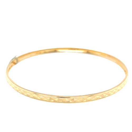10kt Fancy Gold Diamond Cut Bangle 4mm