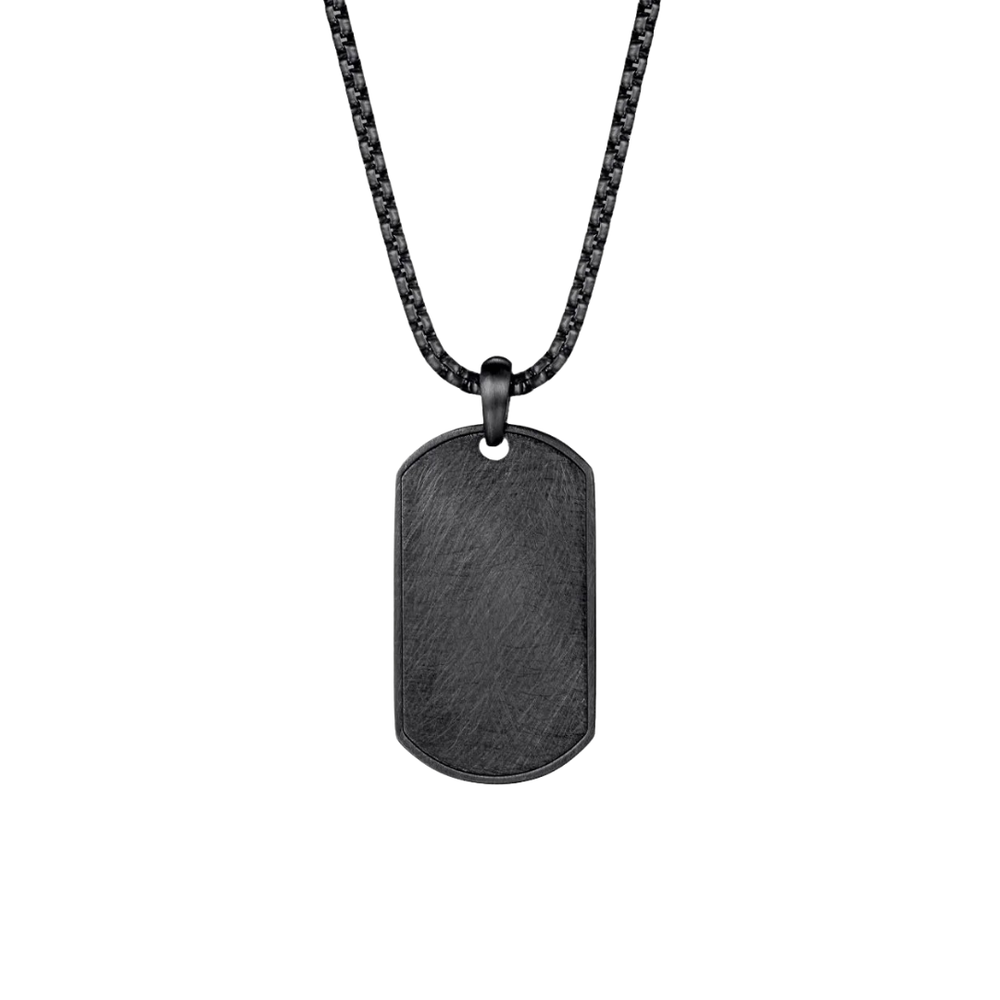 Italgem Stainless Steel Black Dogtag Necklace