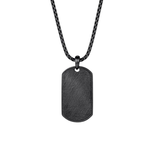 Italgem Stainless Steel Black Dogtag Necklace