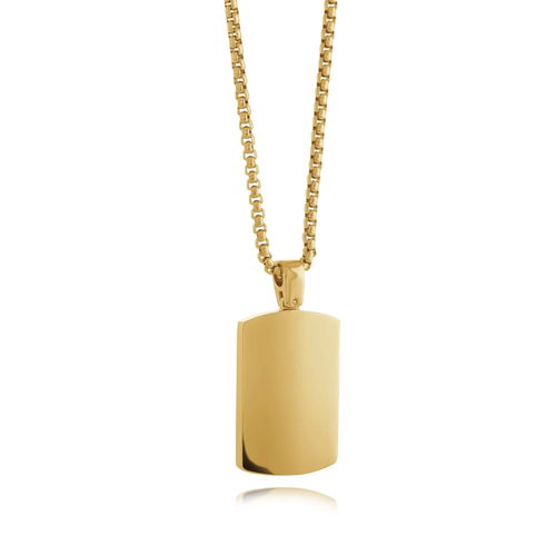 Italgem IP Gold Stainless Steel Dog Tag 2mm Rolo Chain 22" SP166