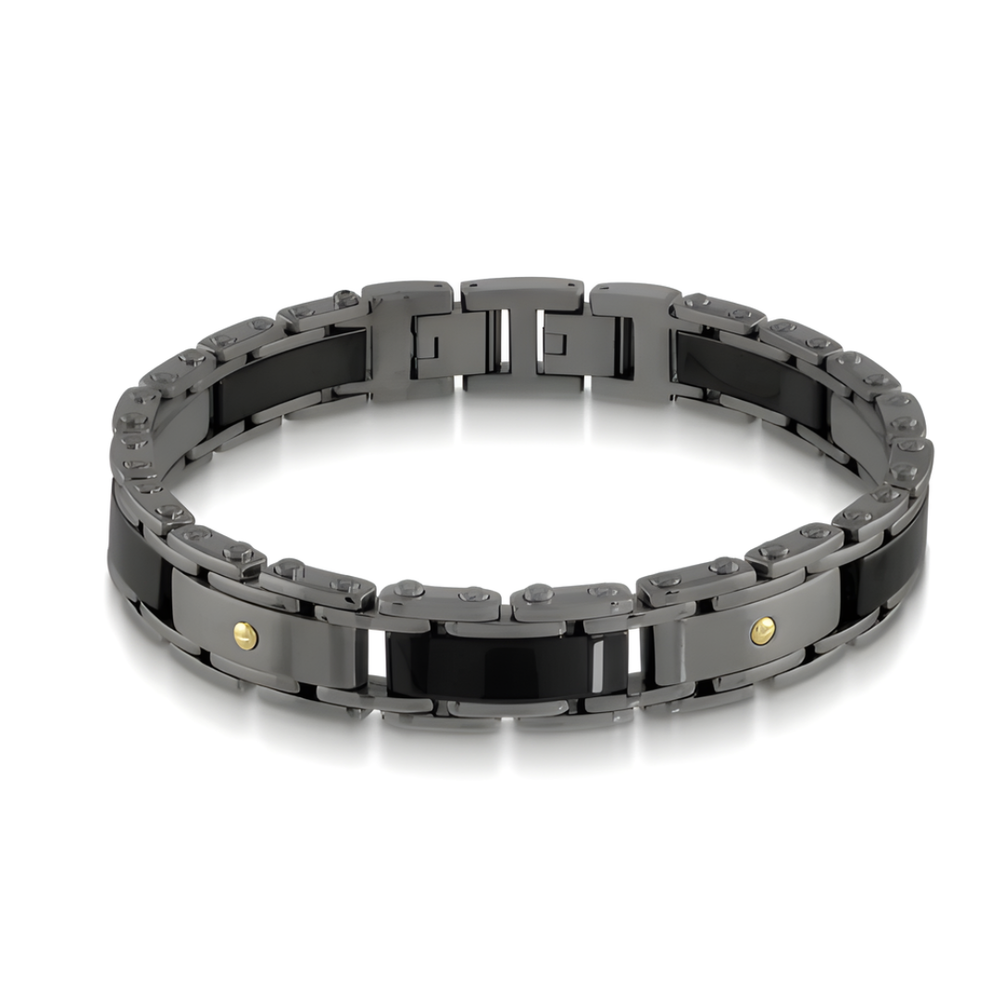 Italgem Stainless Steel Black Ceramic Bracelet