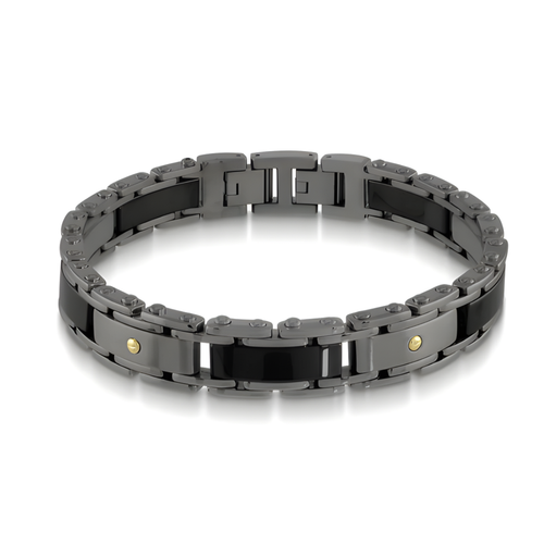 Italgem Stainless Steel Black Ceramic Bracelet
