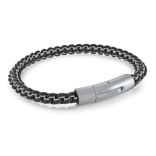 Italgem Stainless Steel Black cord Bracelet
