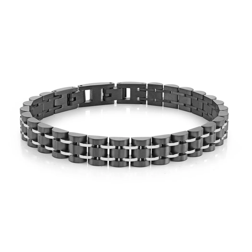 Italgem Stainless Steel Black-IP 9mm Bracelet