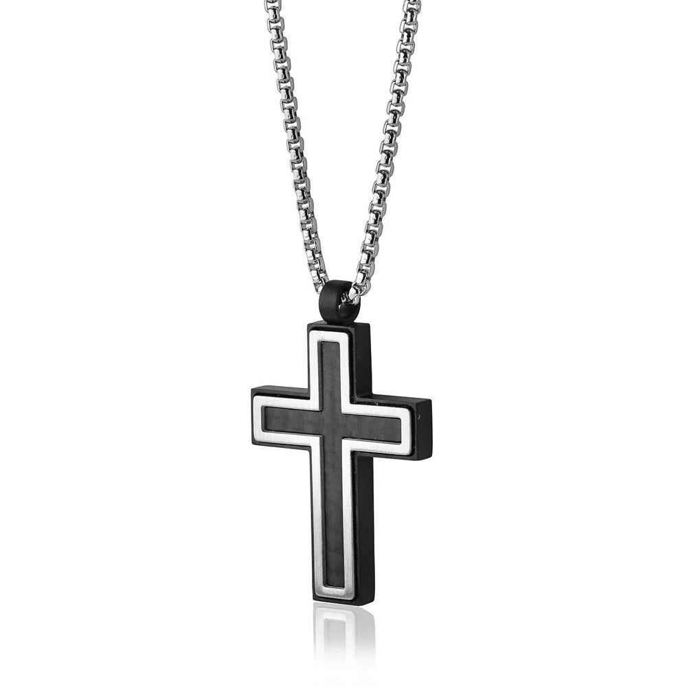 Italgem Stainless Steel Black Cross Necklace