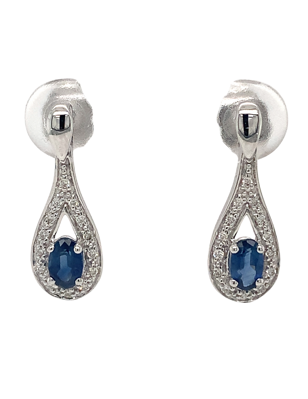 10Kt White Gold Blue Sapphire and Diamond Earrings