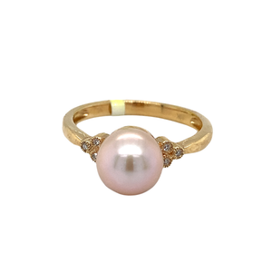 10K Yellow Gold Diamond Pearl Ring