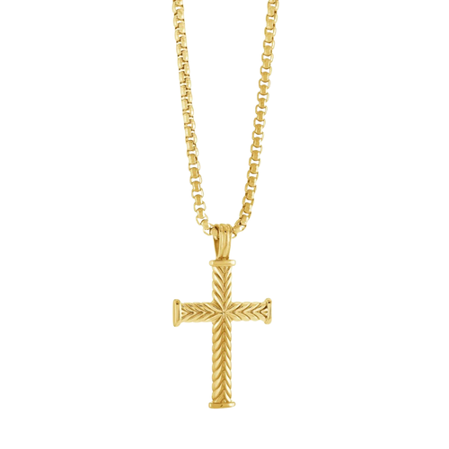 Italgem Stainless Steel Gold Plated Cross Necklace
