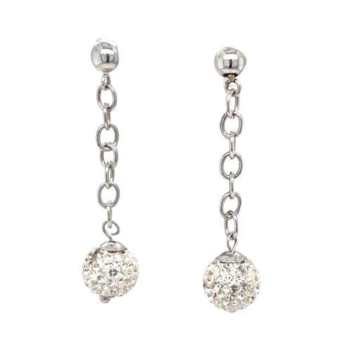 10kt White Gold CZ Fancy Drop Earrings