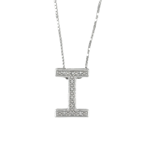 10kt White Gold 0.05ct Initial I Diamond Pendant