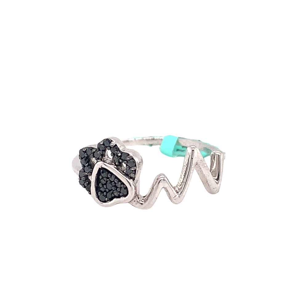 Sterling Silver Ring with Black Diamonds
