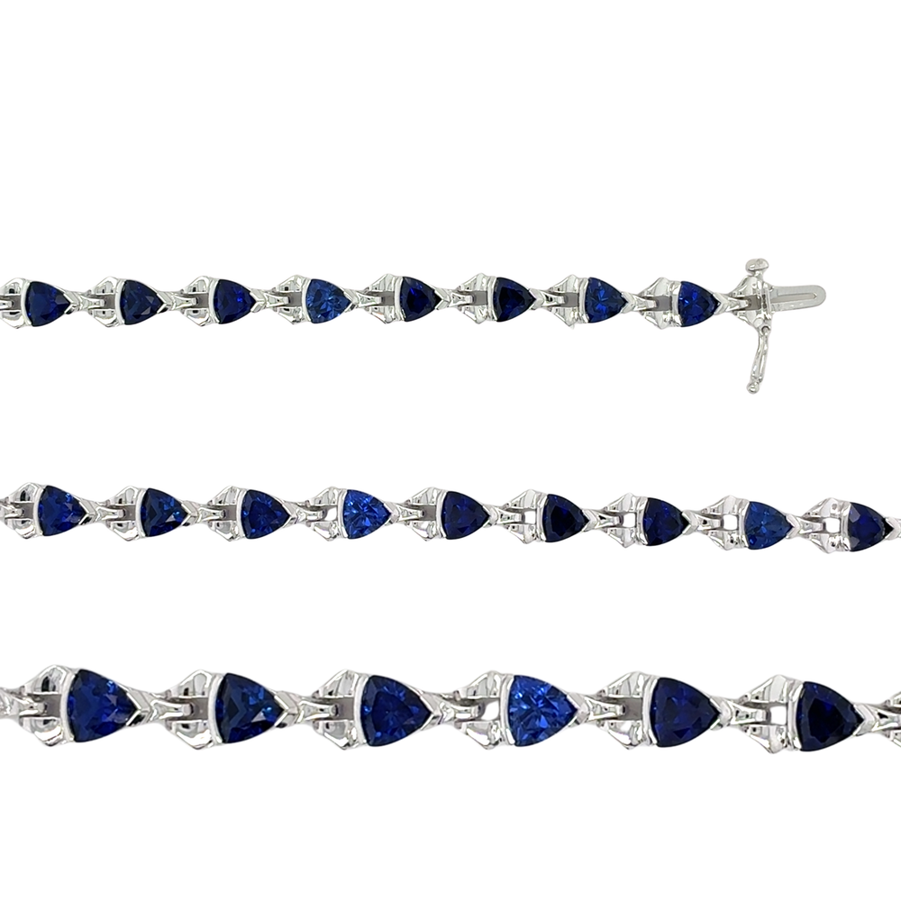 Sterling Silver Lab Grown Sapphire Fancy Bracelet