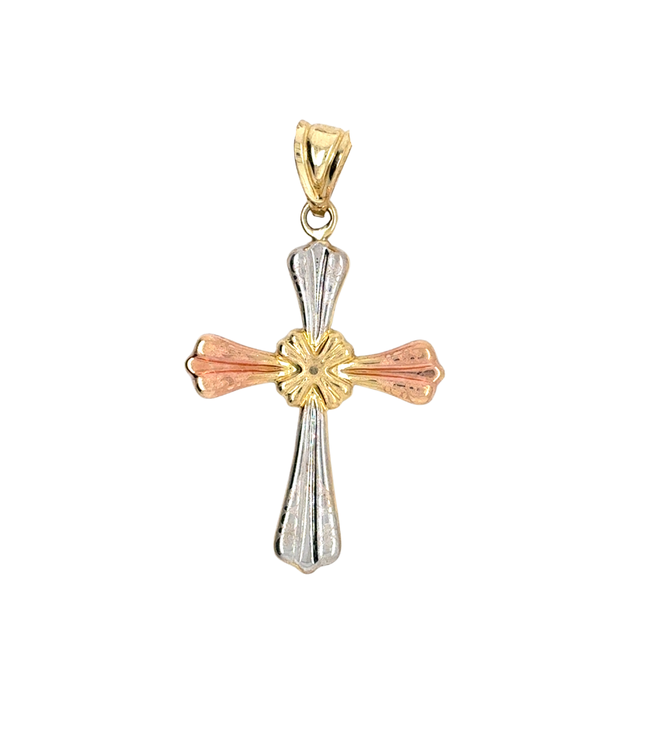 10kt Three Tone Cross Pendant