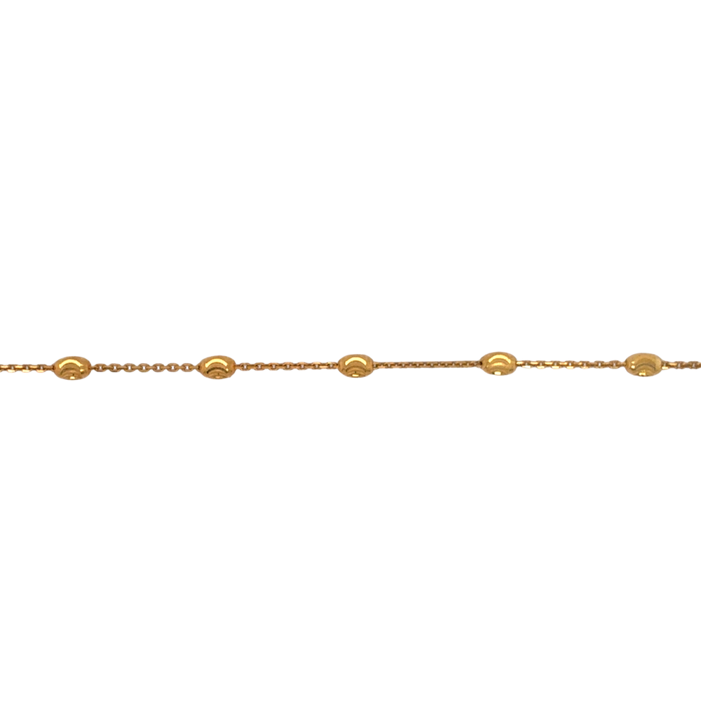 10kt Yellow Gold 1mm Stationary Bead Anklet